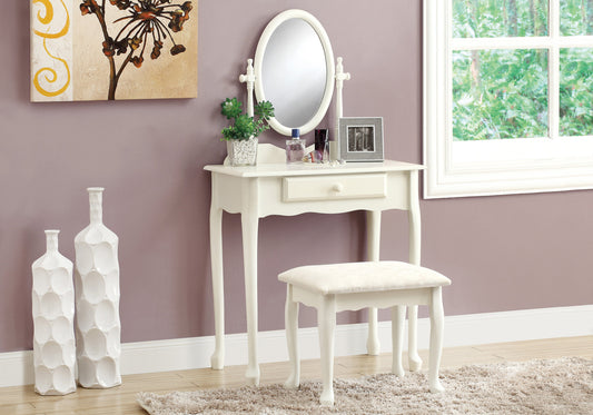 69" White One Drawer Mirrored Nightstand