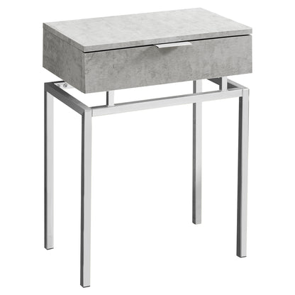 23" Silver And Deep Taupe End Table With Drawer