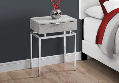 23" Silver And Deep Taupe End Table With Drawer