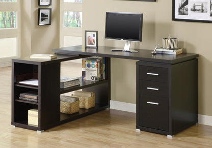47" Brown L-Shape Computer Desk With Three Drawers