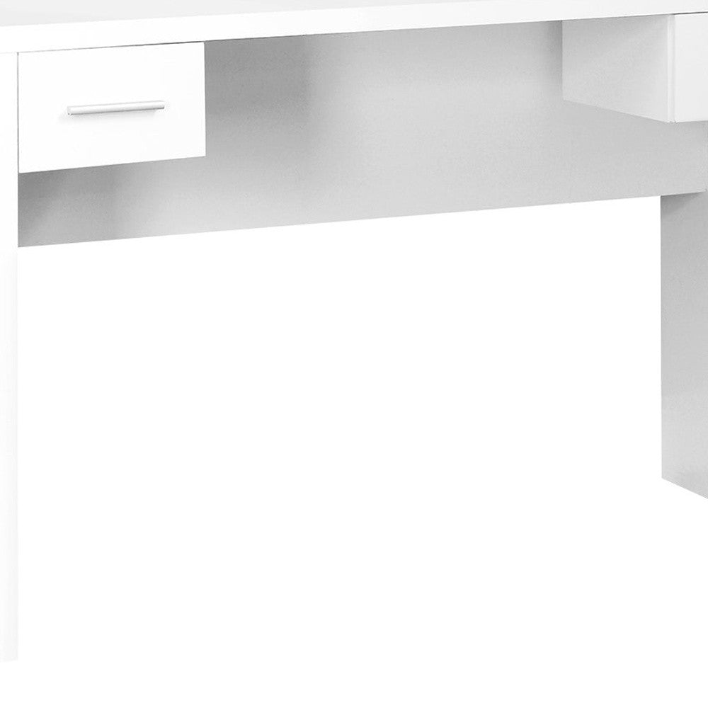 59" White L-Shape Computer Desk With 8 Drawers