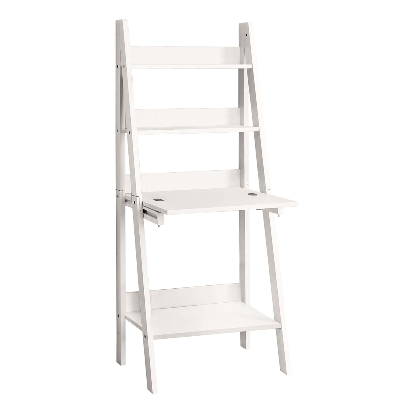26" White Manufactured Wood Rectangular Ladder Desk