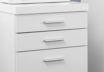 17.75" X 18.25" X 25.25" White Black Particle Board 3 Drawers  Filing Cabinet