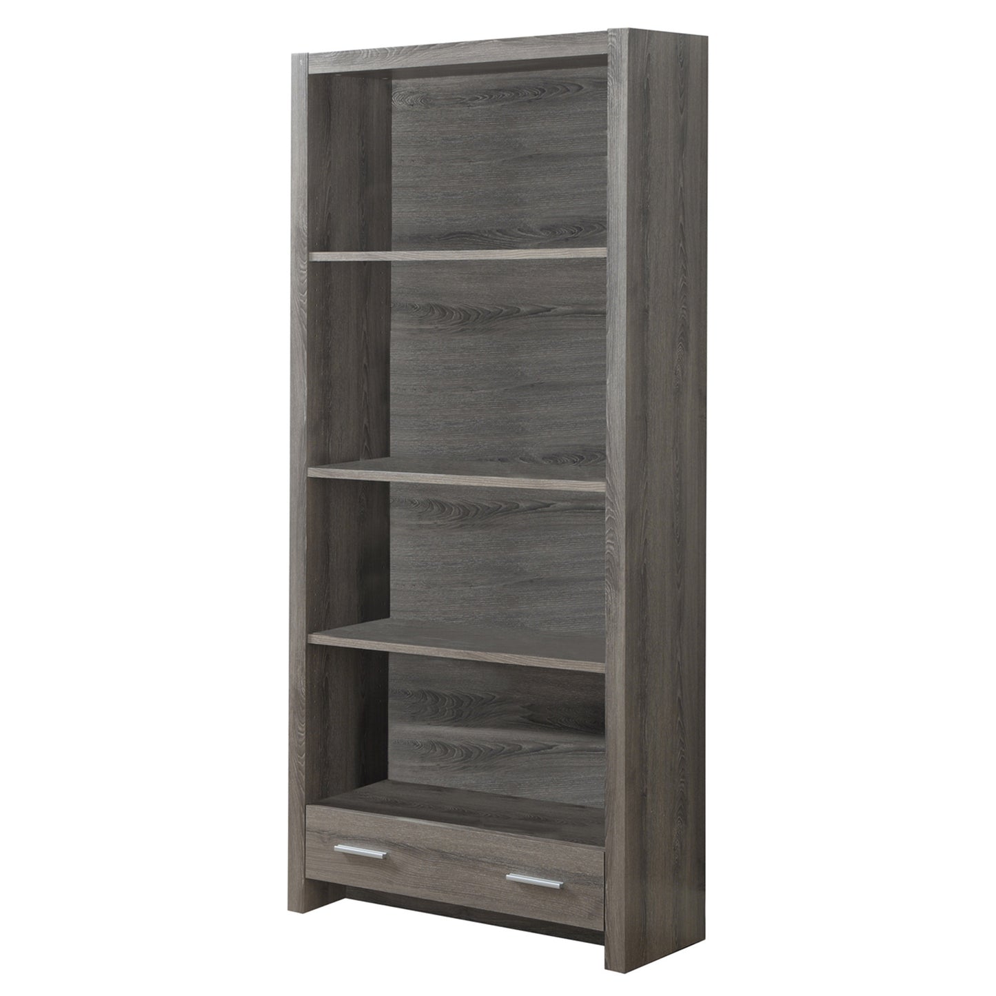 71" Taupe Four Tier Barrister Bookcase With One Drawer