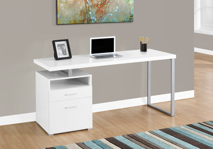 30" Particle Board And Grey Metal Computer Desk