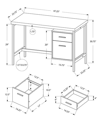 24" White Rectangular Computer Desk