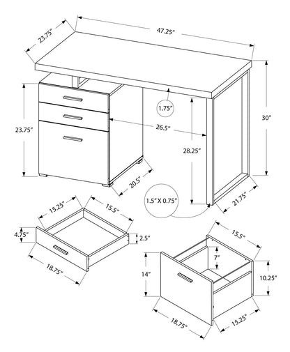 24" Brown Rectangular Computer Desk With Two Drawers