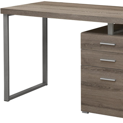 24" Brown Rectangular Computer Desk With Two Drawers