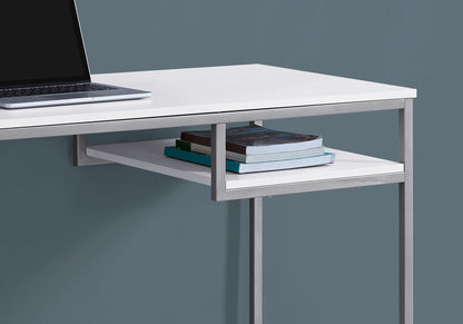 30" White Mdf And White Metal Computer Desk