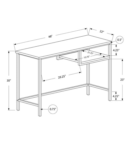 30" White Mdf And White Metal Computer Desk