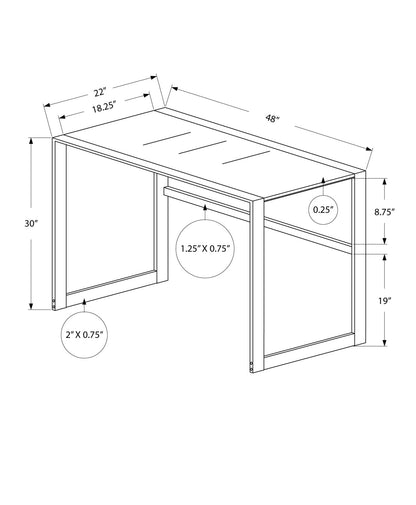 22" Black Rectangular Computer Desk