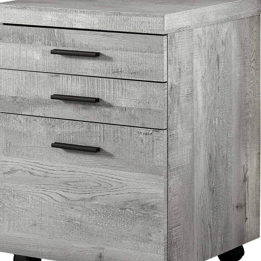 25.25" Grey Particle Board And Mdf Filing Cabinet With 3 Drawers