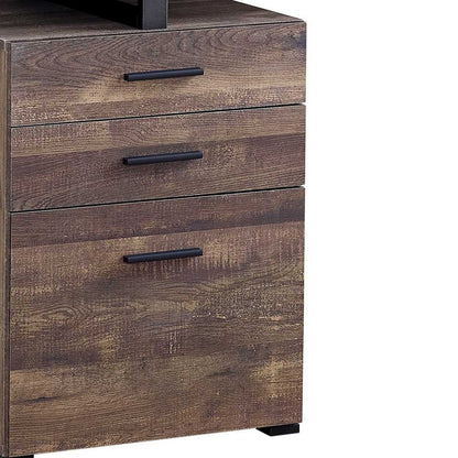 24" Brown Rectangular Computer Desk With Three Drawers