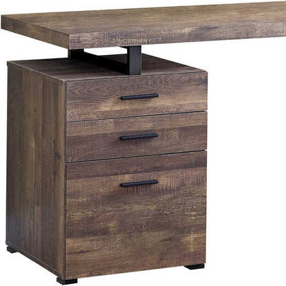 24" Brown Rectangular Computer Desk With Three Drawers