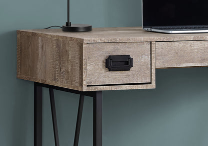 24" Taupe Rectangular Computer Desk With Three Drawers