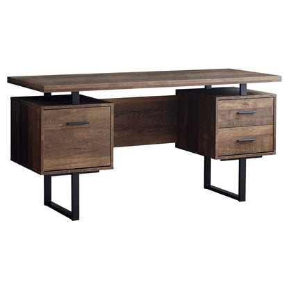 60" Modern Rustic 3 Drawer Computer Desk