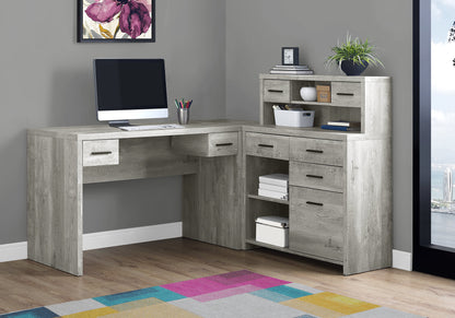 24" Grey Rectangular Computer Desk With Two Drawers