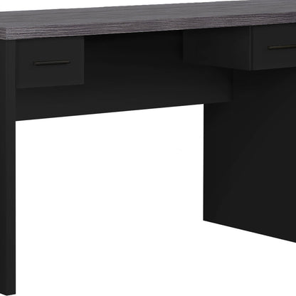 24" Grey Rectangular Computer Desk With Two Drawers