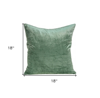 18" X 7" X 18" Transitional Green Solid Pillow Cover With Poly Insert