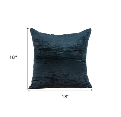 18" X 7" X 18" Transitional Dark Blue Solid Pillow Cover With Poly Insert