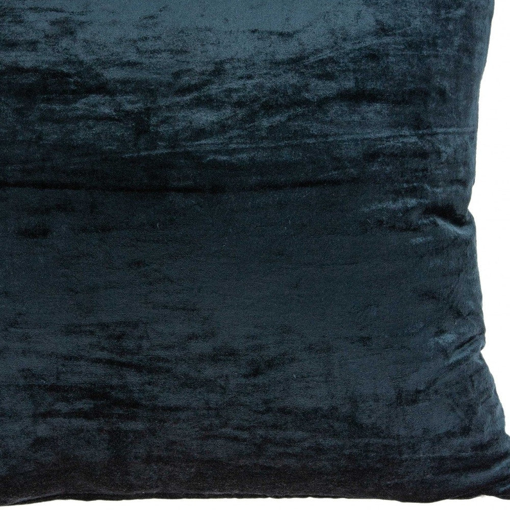 18" X 7" X 18" Transitional Dark Blue Solid Pillow Cover With Poly Insert