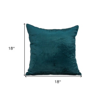 18" X 7" X 18" Transitional Teal Solid Pillow Cover With Poly Insert