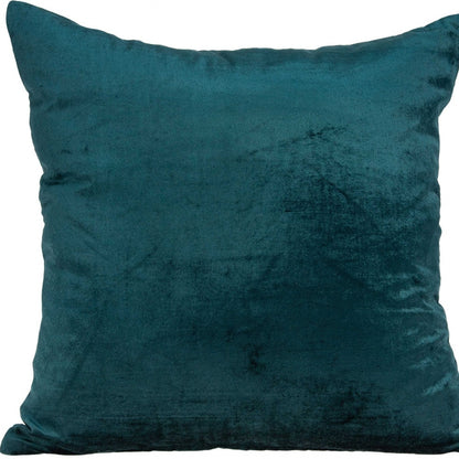 18" X 7" X 18" Transitional Teal Solid Pillow Cover With Poly Insert