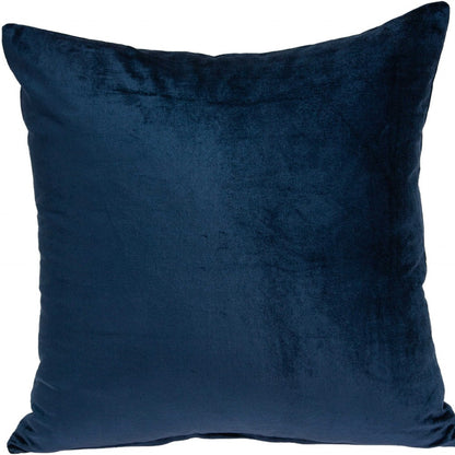 18" X 7" X 18" Transitional Navy Blue Solid Pillow Cover With Poly Insert