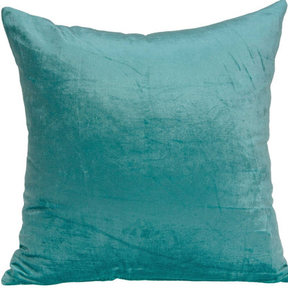 18" X 7" X 18" Transitional Aqua Solid Pillow Cover With Poly Insert