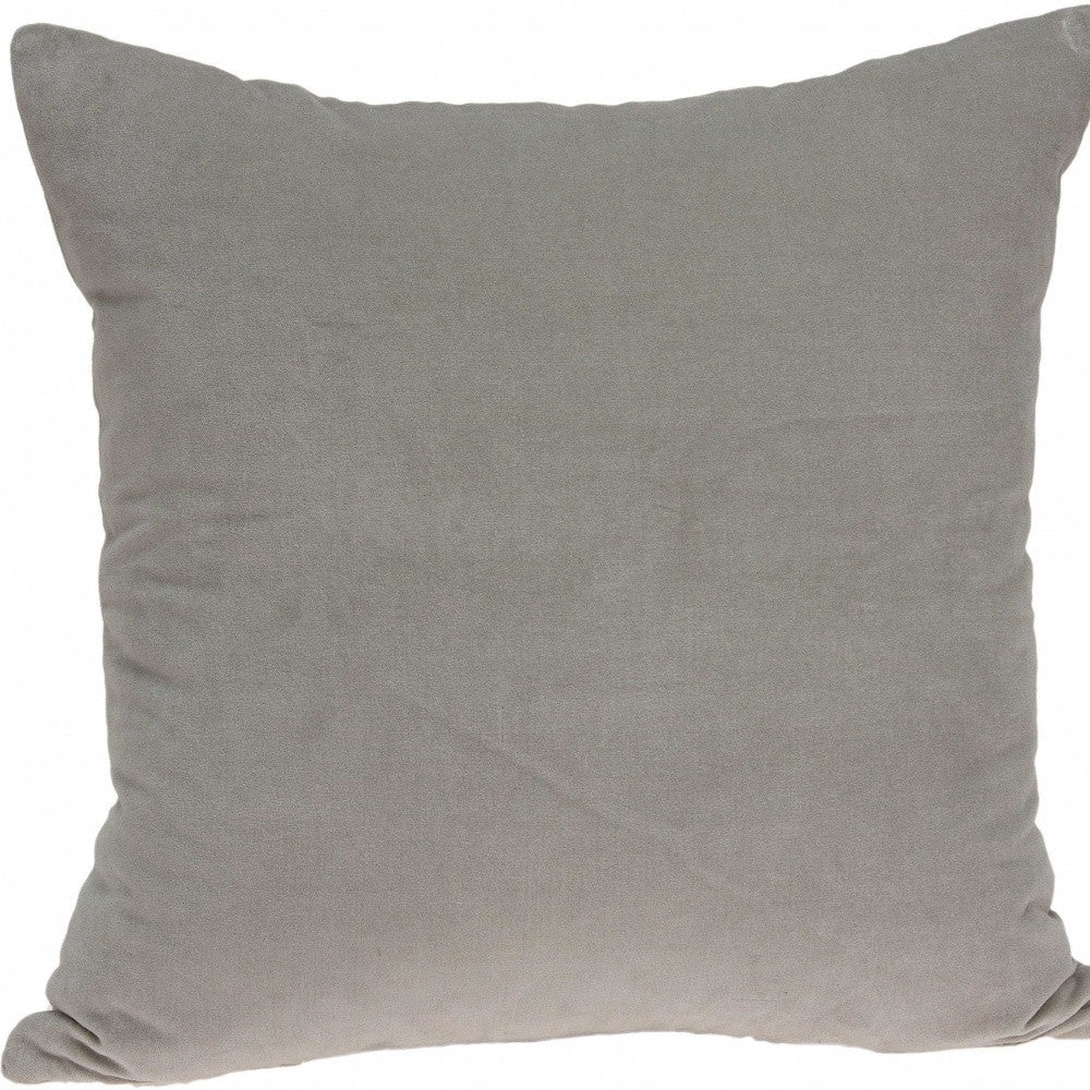 18" X 7" X 18" Transitional Gray Solid Pillow Cover With Poly Insert