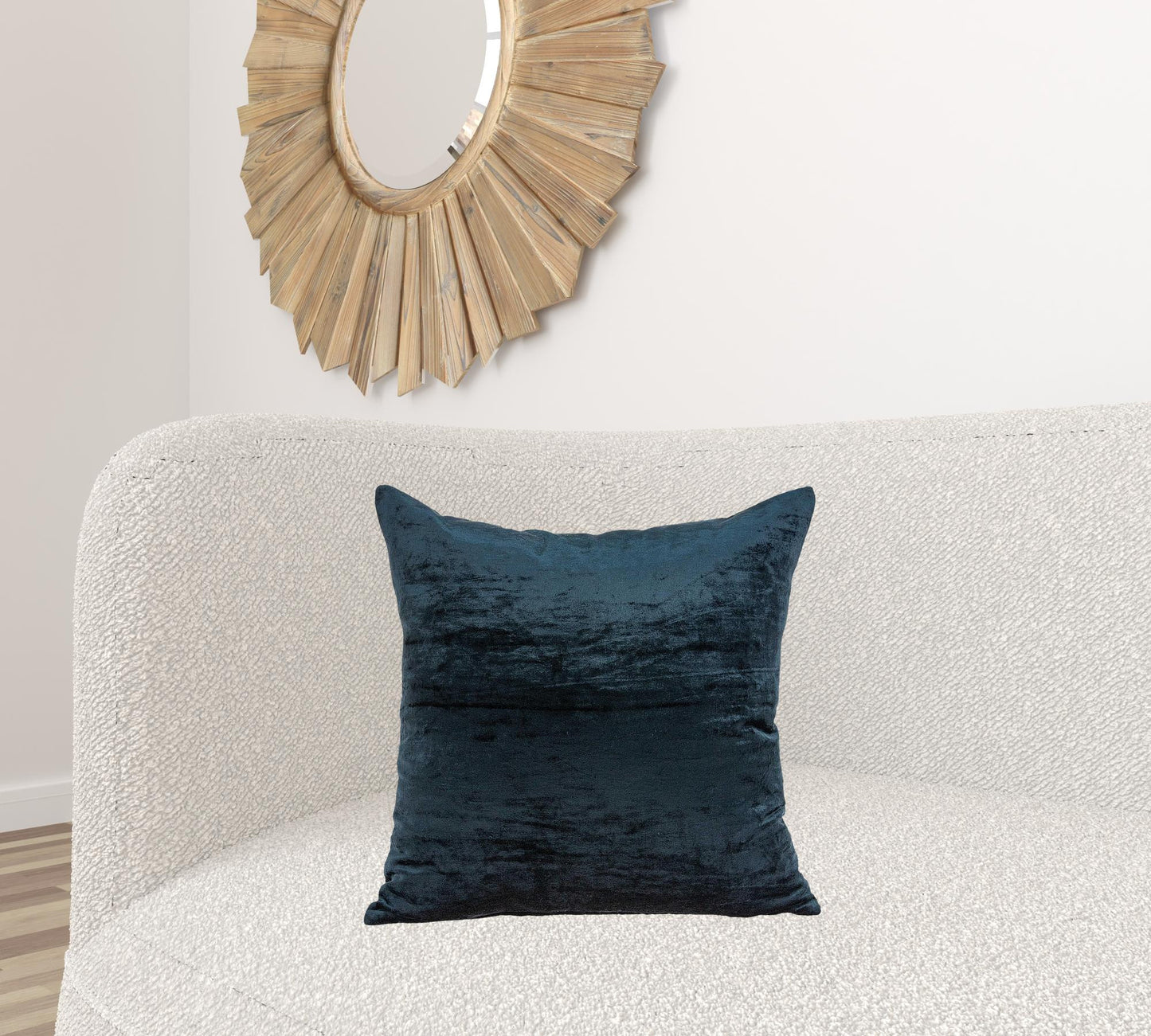 20" X 7" X 20" Transitional Dark Blue Solid Pillow Cover With Poly Insert