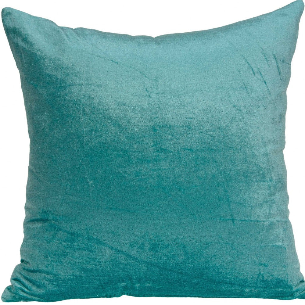 20" X 7" X 20" Transitional Aqua Solid Pillow Cover With Poly Insert