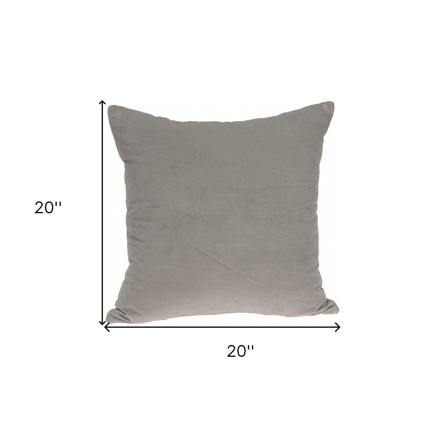 20" X 7" X 20" Transitional Gray Solid Pillow Cover With Poly Insert