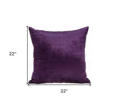 22" X 7" X 22" Transitional Purple Solid Pillow Cover With Poly Insert