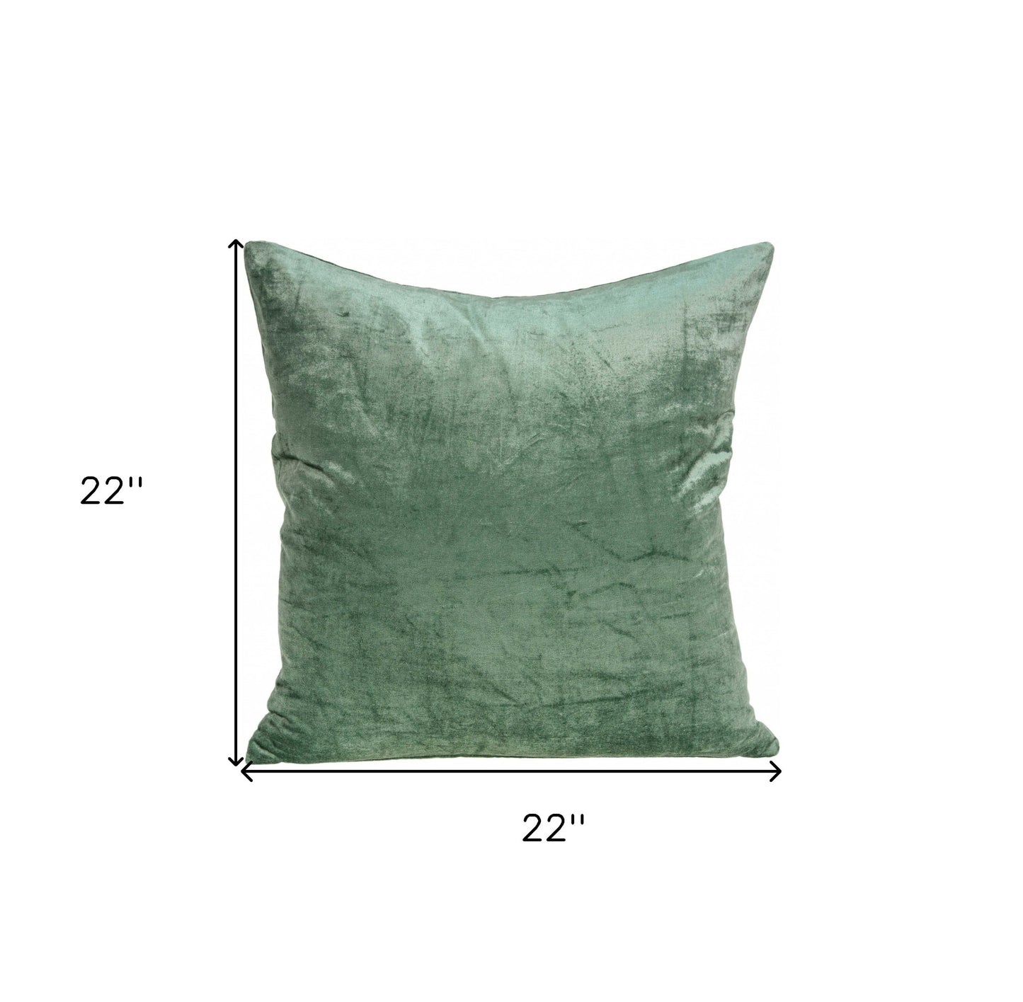 22" X 7" X 22" Transitional Green Solid Pillow Cover With Poly Insert