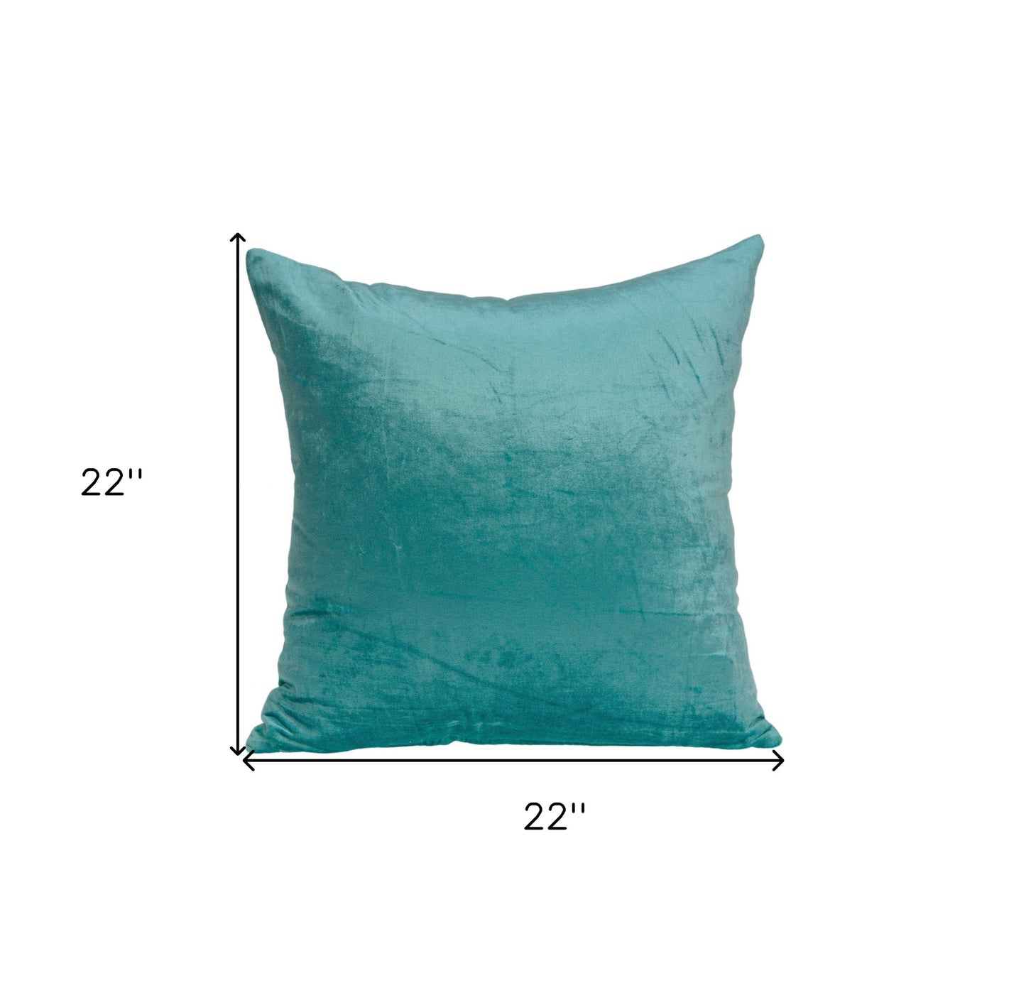 22" X 7" X 22" Transitional Aqua Solid Pillow Cover With Poly Insert