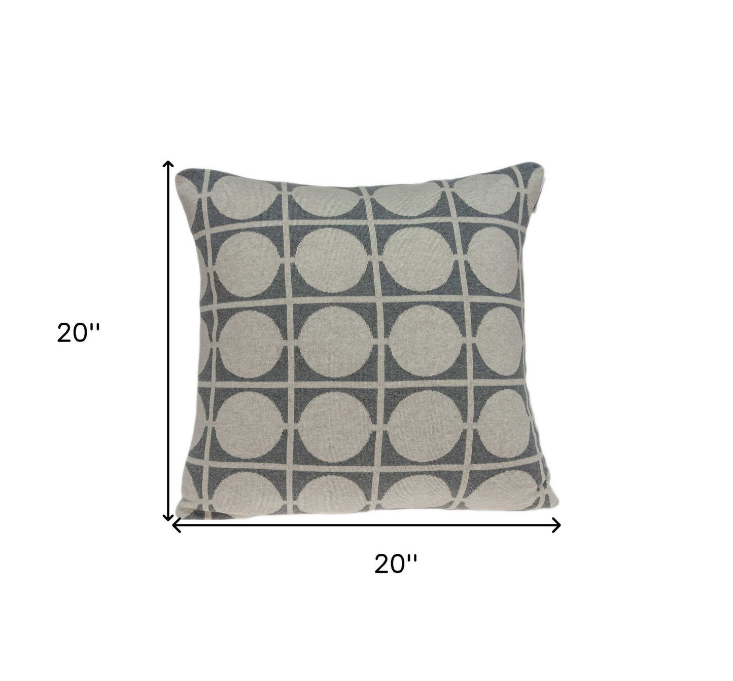 20" X 7" X 20" Transitional Tan & Grey Pillow Cover With Poly Insert