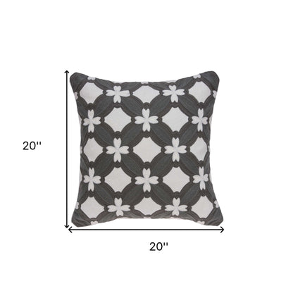 20" X 7" X 20" Transitional Gray And White Pillow Cover With Poly Insert