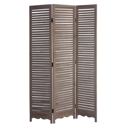 Distressed Light Wood Shutter Three Panel Room Divider Screen