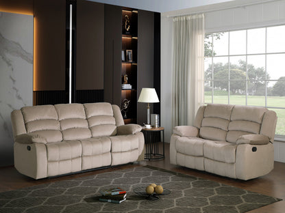 Three Piece Indoor Beige Microsuede Six Person Seating Set