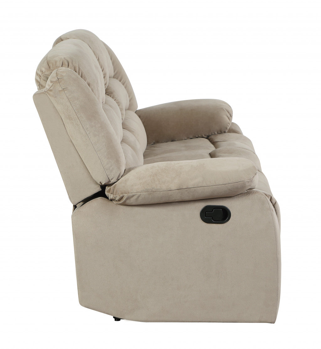 Three Piece Indoor Beige Microsuede Six Person Seating Set