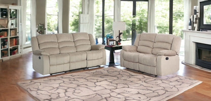 Three Piece Indoor Beige Microsuede Six Person Seating Set