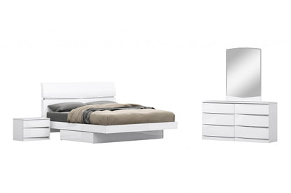 Four Piece White High Gloss King Bedroom Set
