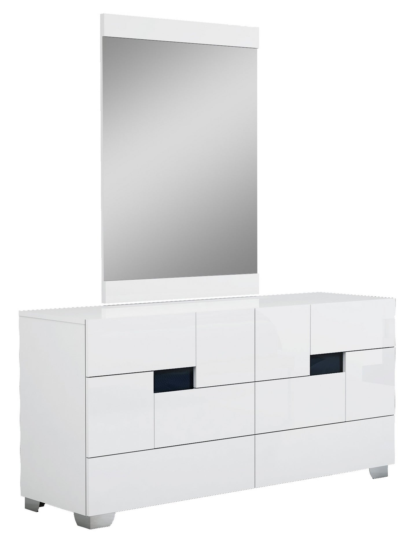 60" X 80"  X 43" 4Pc Queen Modern White High Gloss Bedroom Set