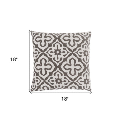 18" X 18" Blue and White Polyester Geometric Zippered Pillow