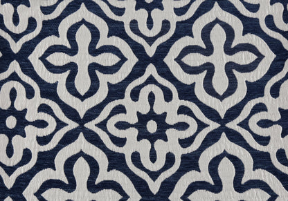 18" X 18" Blue and White Polyester Geometric Zippered Pillow