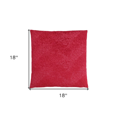 18" X 18" Red Velvet Polyester Feather Zippered Pillow