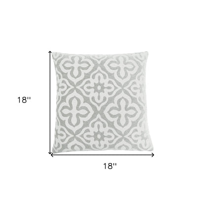 Set Of Two 18" X 18" Gray and White Polyester Geometric Zippered Pillow
