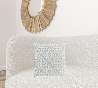 Set Of Two 18" X 18" Gray and White Polyester Geometric Zippered Pillow