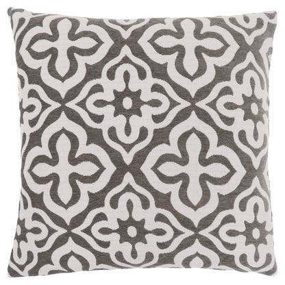 Set Of Two 18" X 18" Gray and White Polyester Geometric Zippered Pillow